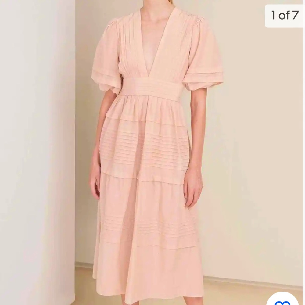 Magali Pascal Silk Tiered Dress in Blush